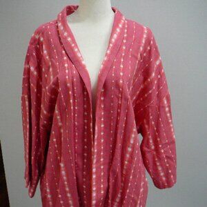 Isaac Mizrahi Live! Women's Salmon & White Open Linen Rayon Jacket-Size XL